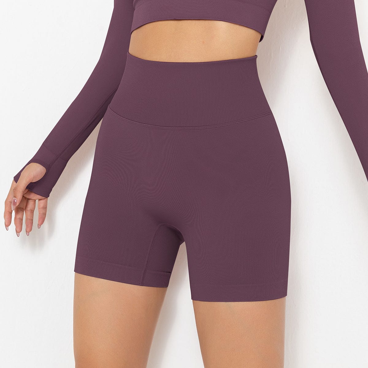 Pantalones cortos de ciclista moldeadores de tiro alto y canalé