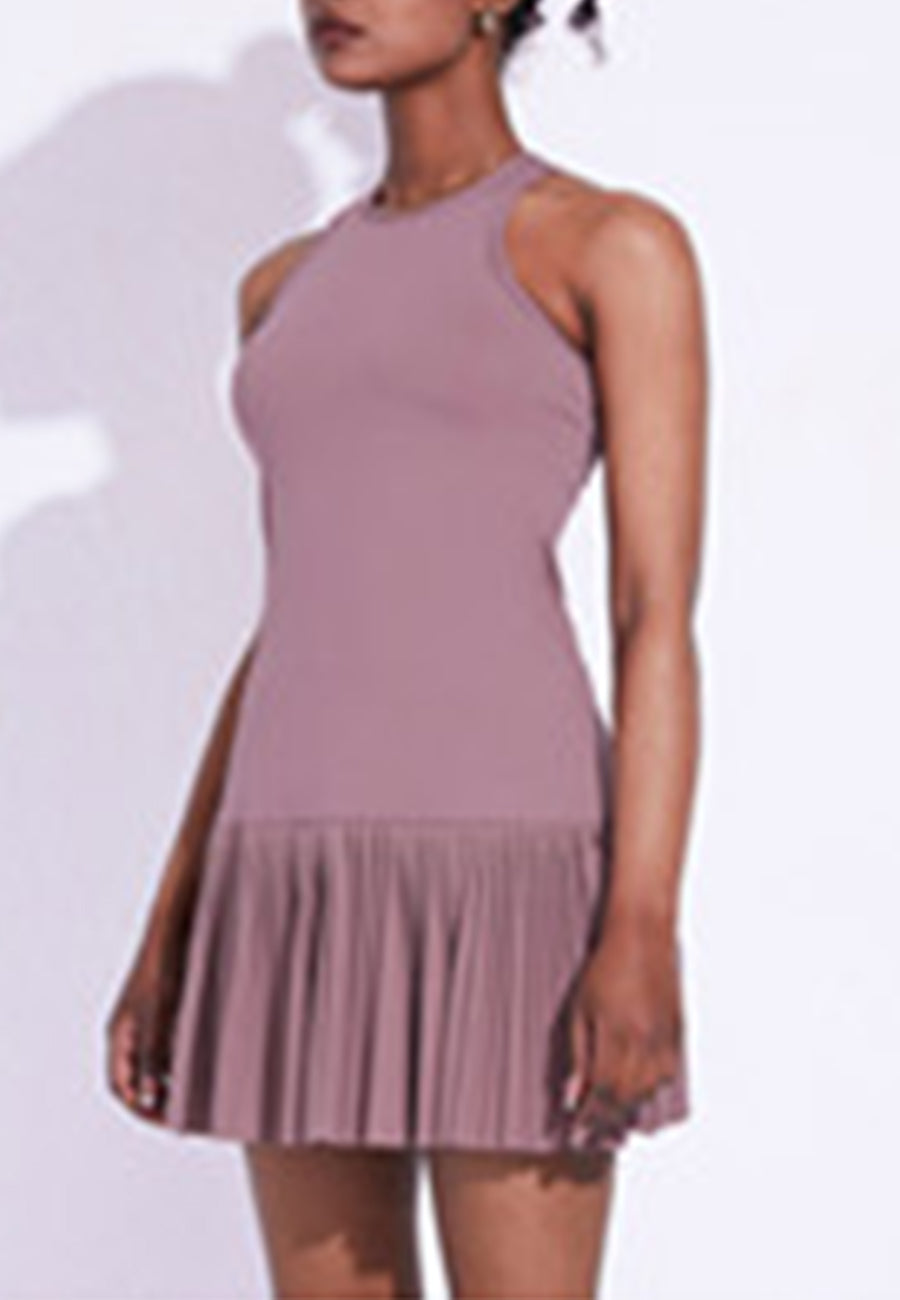 Minivestido deportivo sin mangas con espalda cruzada y volantes
