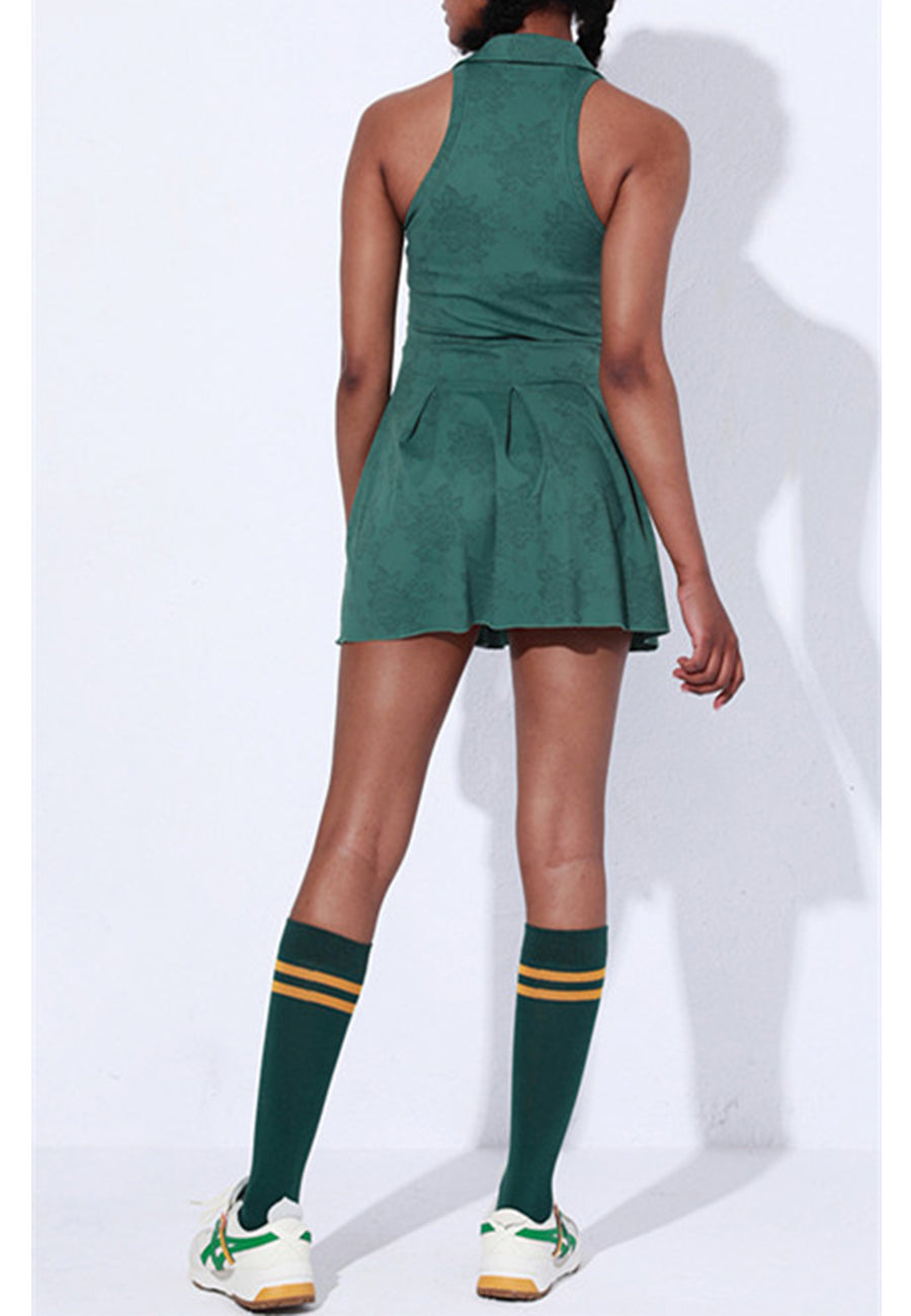Collared Pleated Mini Exercise Dress | Dark Olive Green Tennis Dress Anna-Kaci Collared Pleated Mini Exercise Dress | Dark Olive Green Tennis Dress Anna-Kaci
