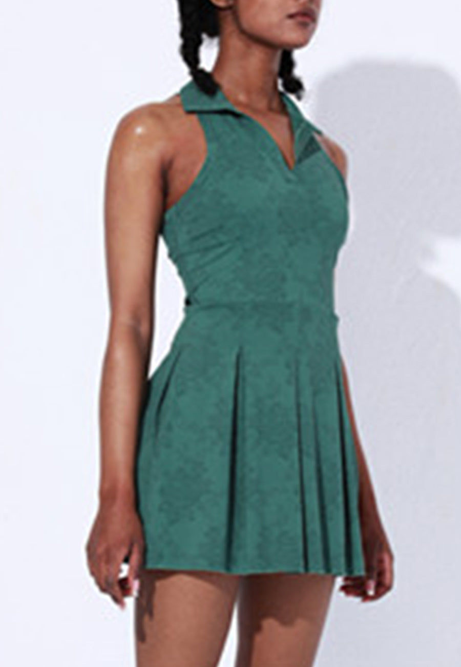 Collared Pleated Mini Exercise Dress | Dark Olive Green Tennis Dress Anna-Kaci Collared Pleated Mini Exercise Dress | Dark Olive Green Tennis Dress Anna-Kaci