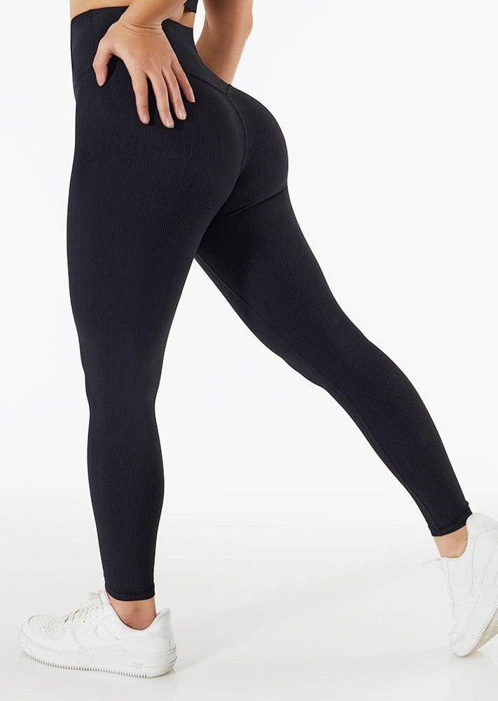Ribbed High Rise Contouring Lifting Yoga Fitness Work Out Leggings