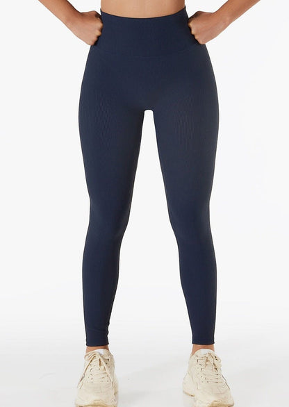 Ribbed High Rise Contouring Lifting Fitness Leggings