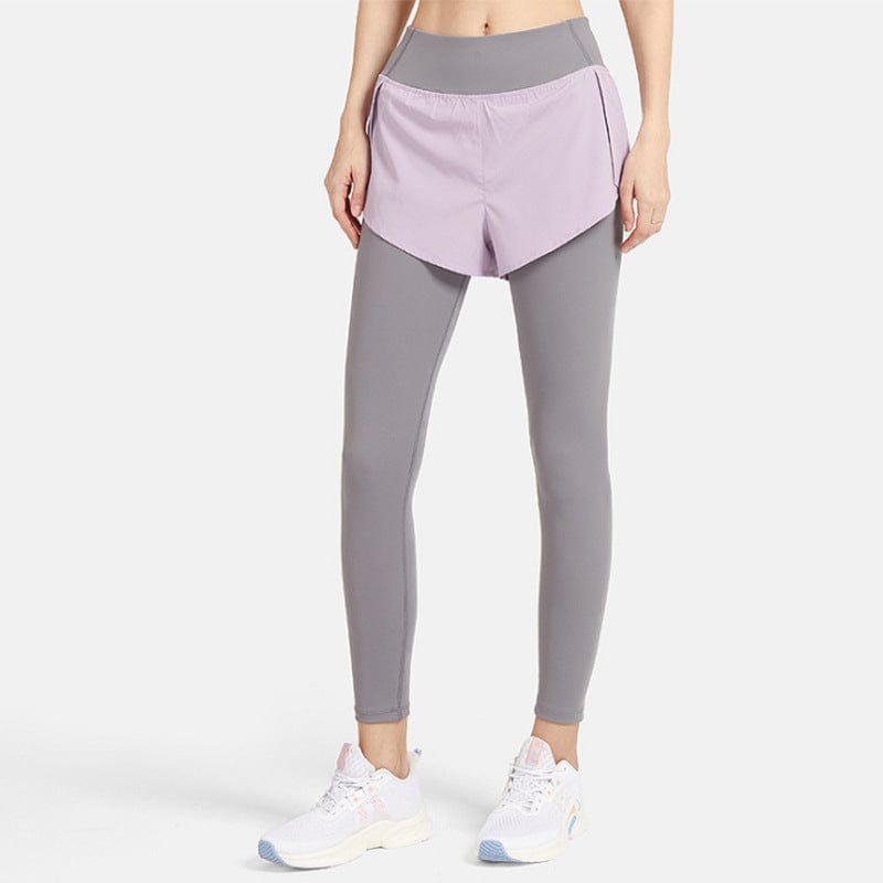Leggings de dos piezas con pantalones cortos deportivos