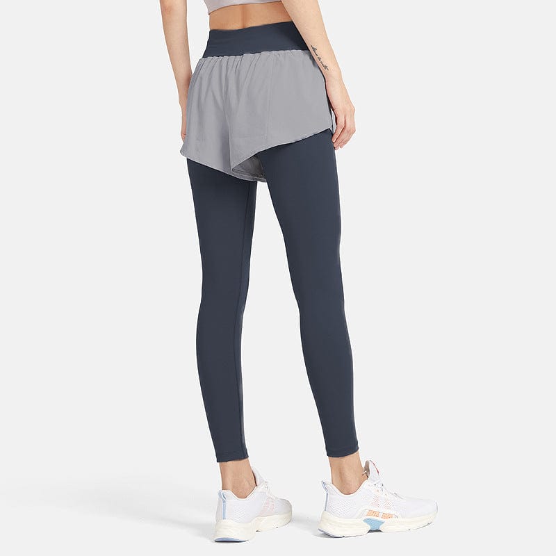 Leggings de dos piezas con pantalones cortos deportivos