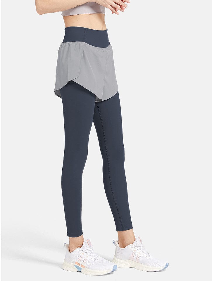 Leggings de dos piezas con pantalones cortos deportivos