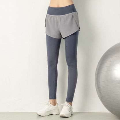 Leggings de dos piezas con pantalones cortos deportivos