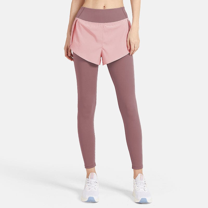 Leggings de dos piezas con pantalones cortos deportivos