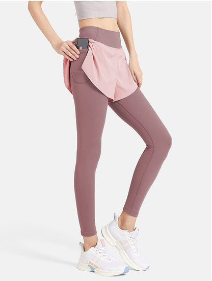 Leggings de dos piezas con pantalones cortos deportivos