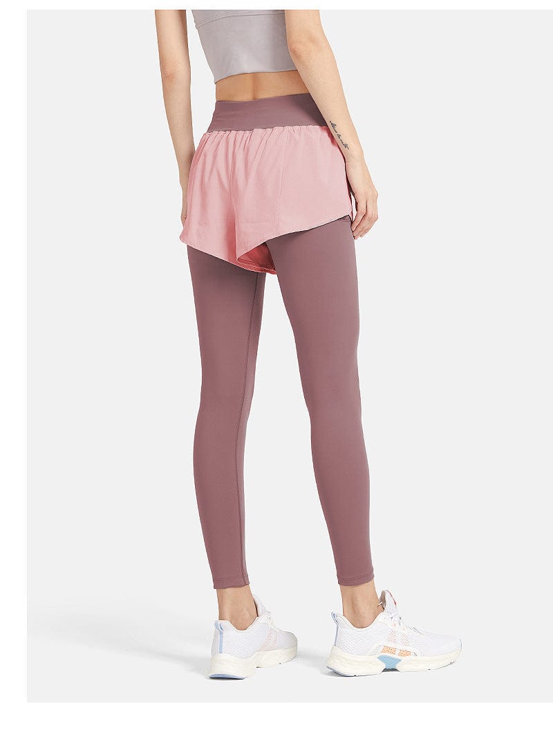 Leggings de dos piezas con pantalones cortos deportivos