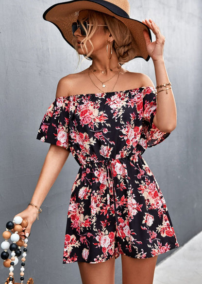 Mono de verano con estampado floral y hombros descubiertos
