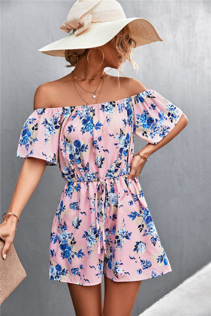 Mono de verano con estampado floral y hombros descubiertos
