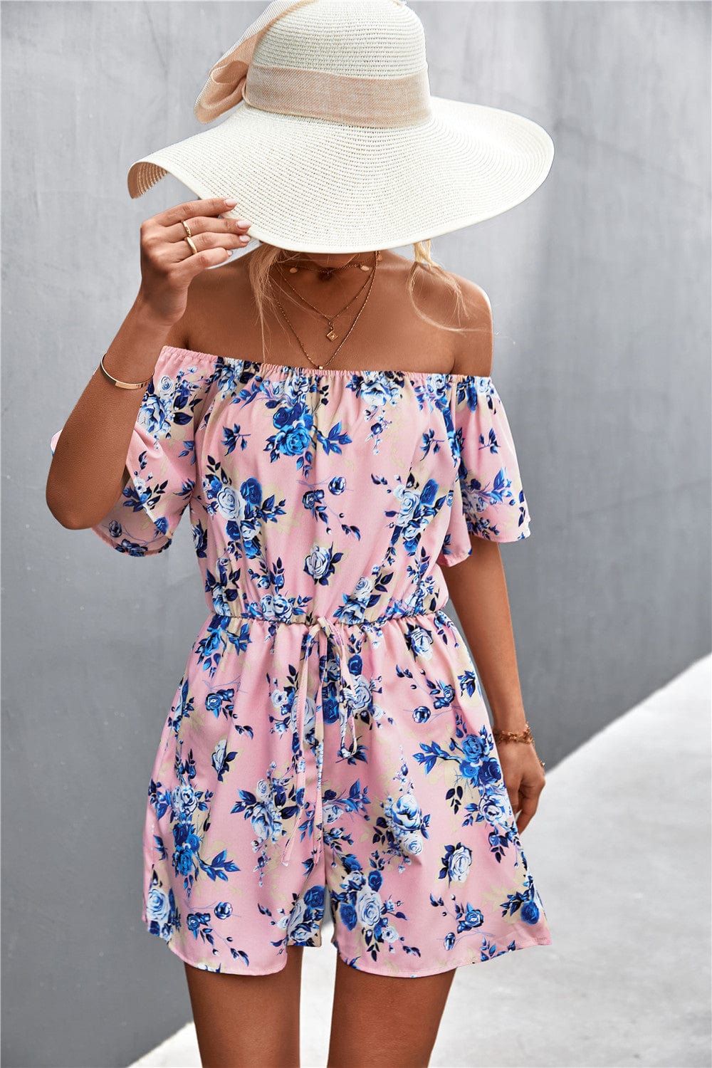 Off Shoulder Floral Summer Romper
