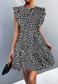 Vestido con mangas con volantes y estampado animal