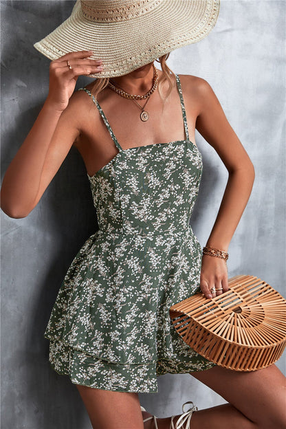 Tie Back Double Layer Romper