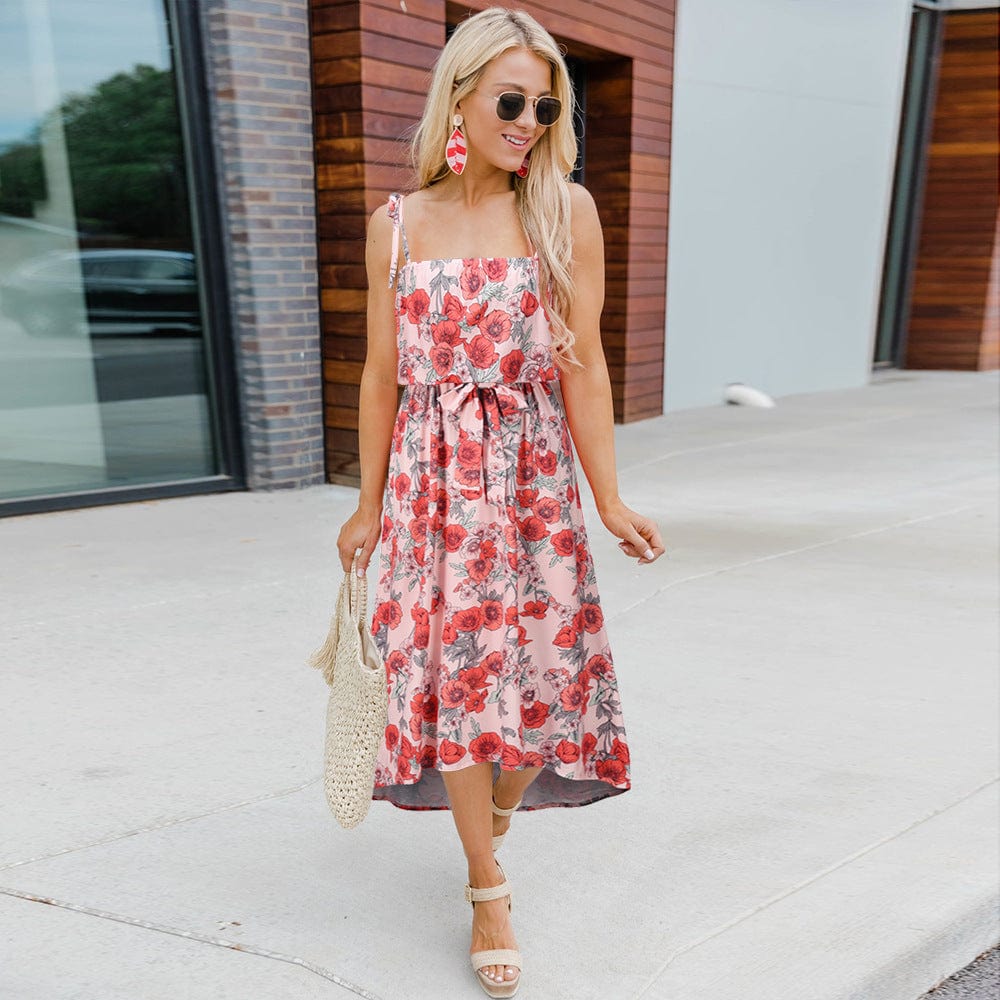 Straight Neck Paisley Print Dress