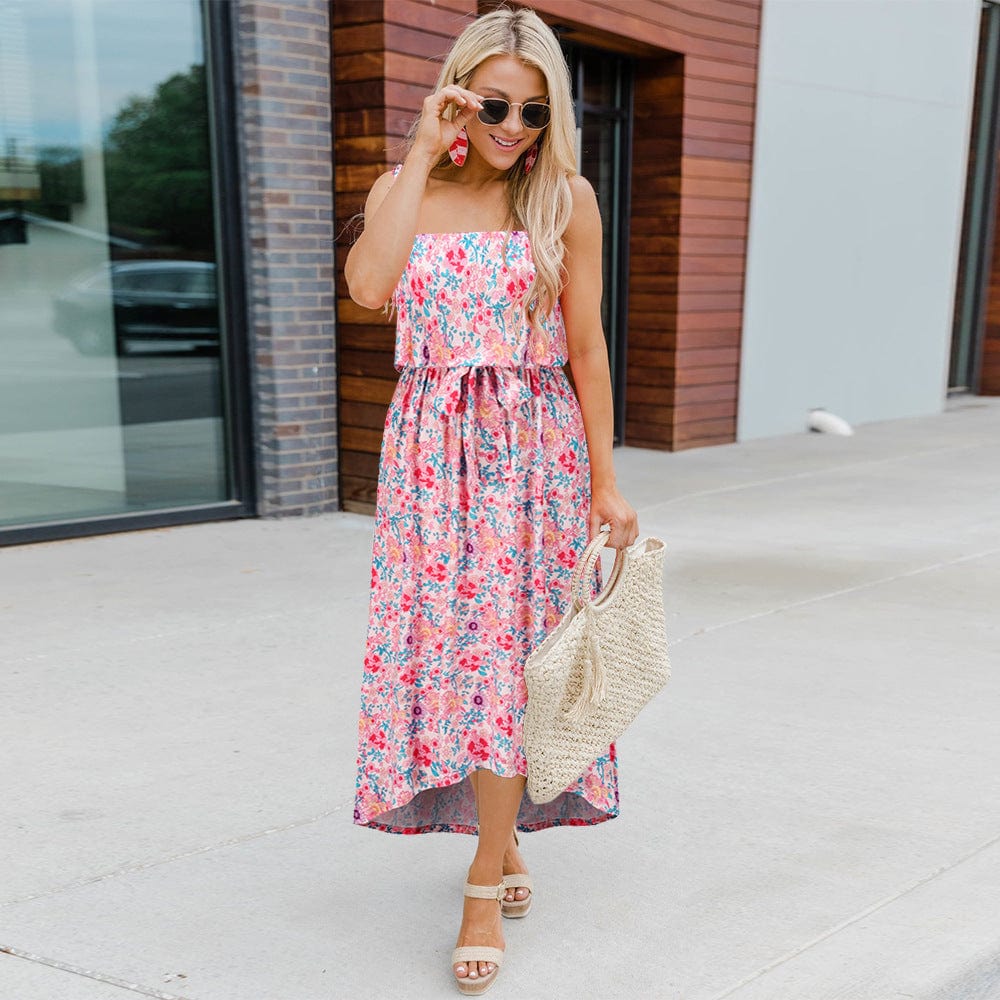 Straight Neck Paisley Print Dress