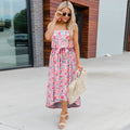 Straight Neck Paisley Print Dress