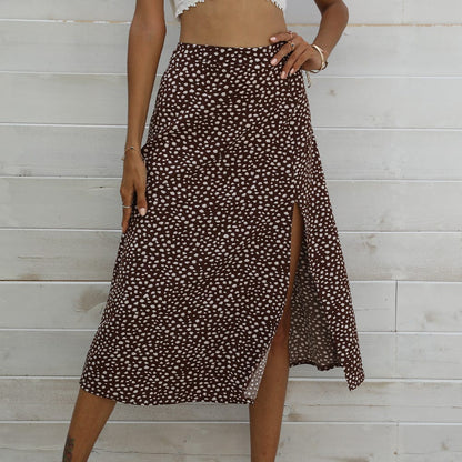 Animal Print Front Slit Skirt