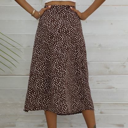 Animal Print Front Slit Skirt