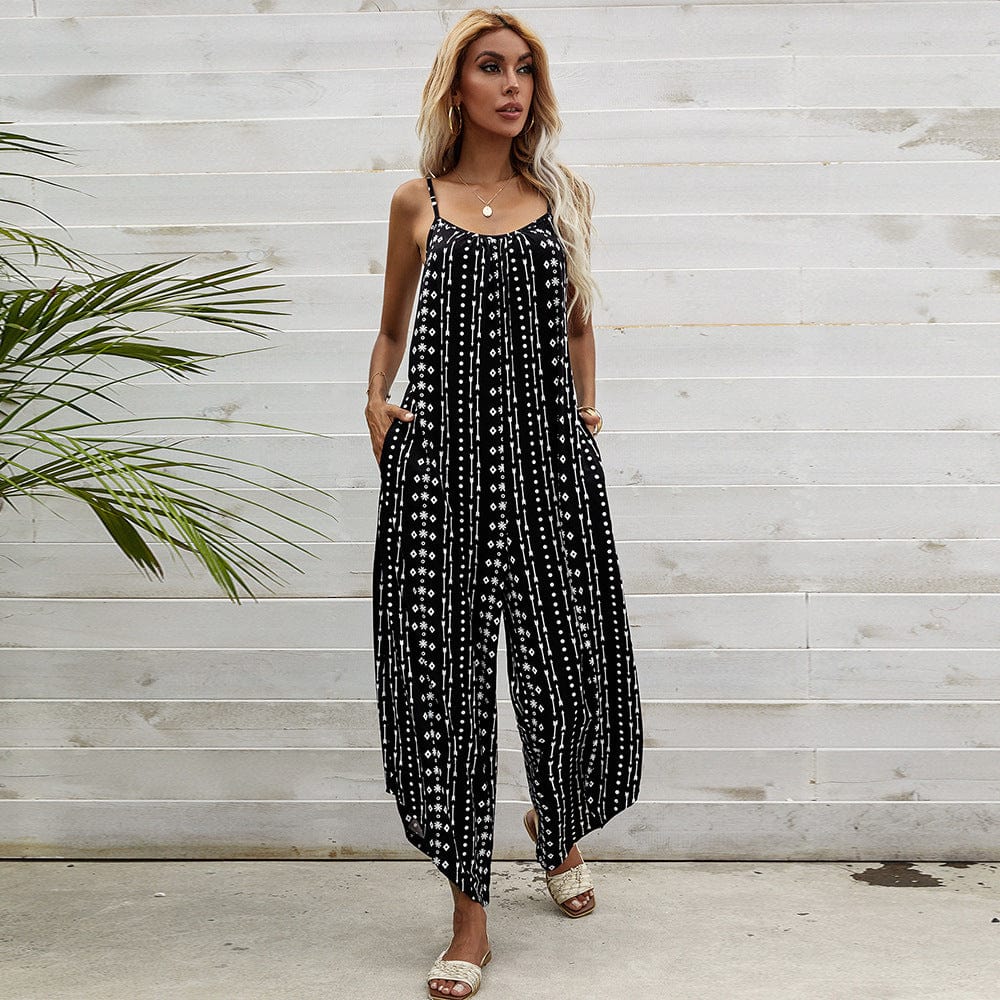 Aztec Print Asymmetrical Hem Jumpsuit