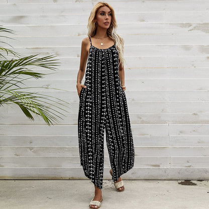 Aztec Print Asymmetrical Hem Jumpsuit