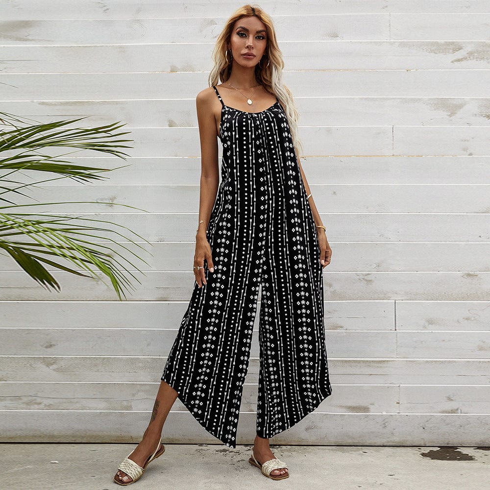 Aztec Print Asymmetrical Hem Jumpsuit
