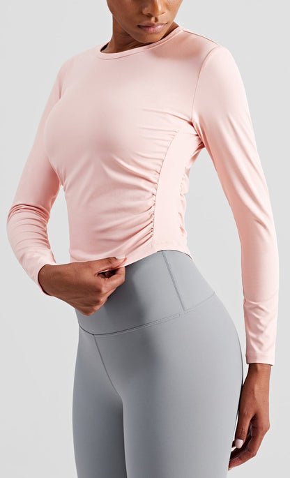 Stretchy Ruched Long Sleeve Active Shirt