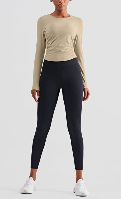 Stretchy Ruched Long Sleeve Active Shirt