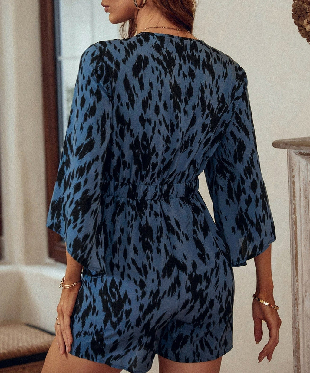 Tie Front Animal Print Romper
