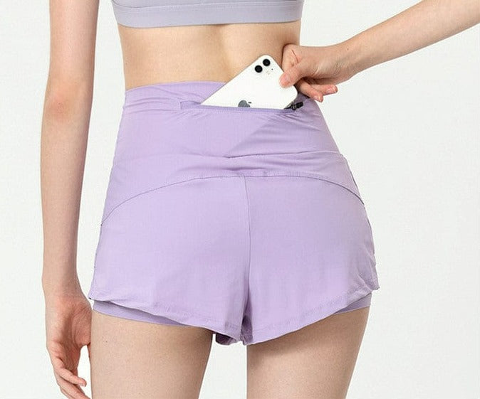 Pantalones cortos deportivos con bolsillo trasero con cremallera