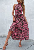 Vestido con cuello halter y lazo en la espalda