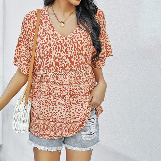 Mixed Print Loose Fit Blouse