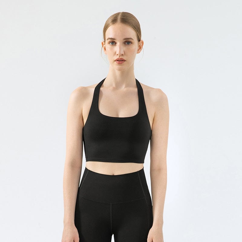 Top deportivo con cuello halter suave y mantecoso