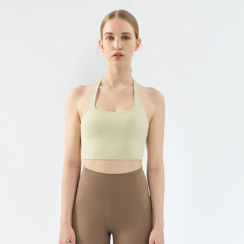 Top deportivo con cuello halter suave y mantecoso