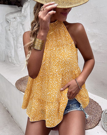 Ruffle Neck Tiered Blouse