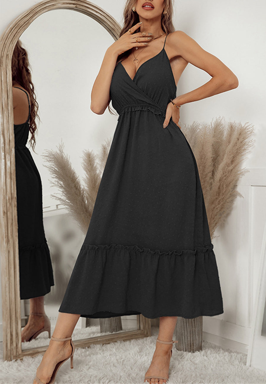 Vestido midi cruzado con escote pronunciado