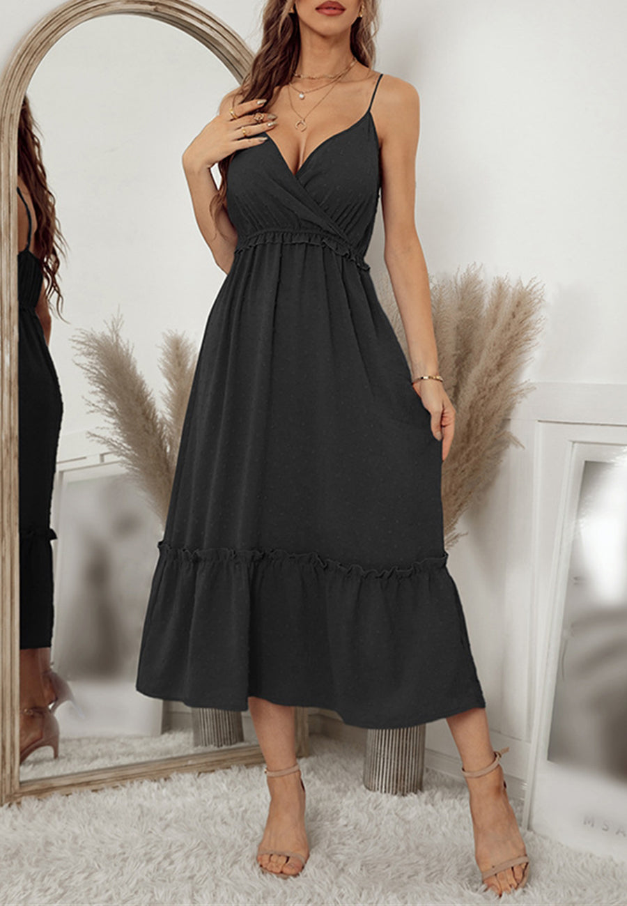 Vestido midi cruzado con escote pronunciado