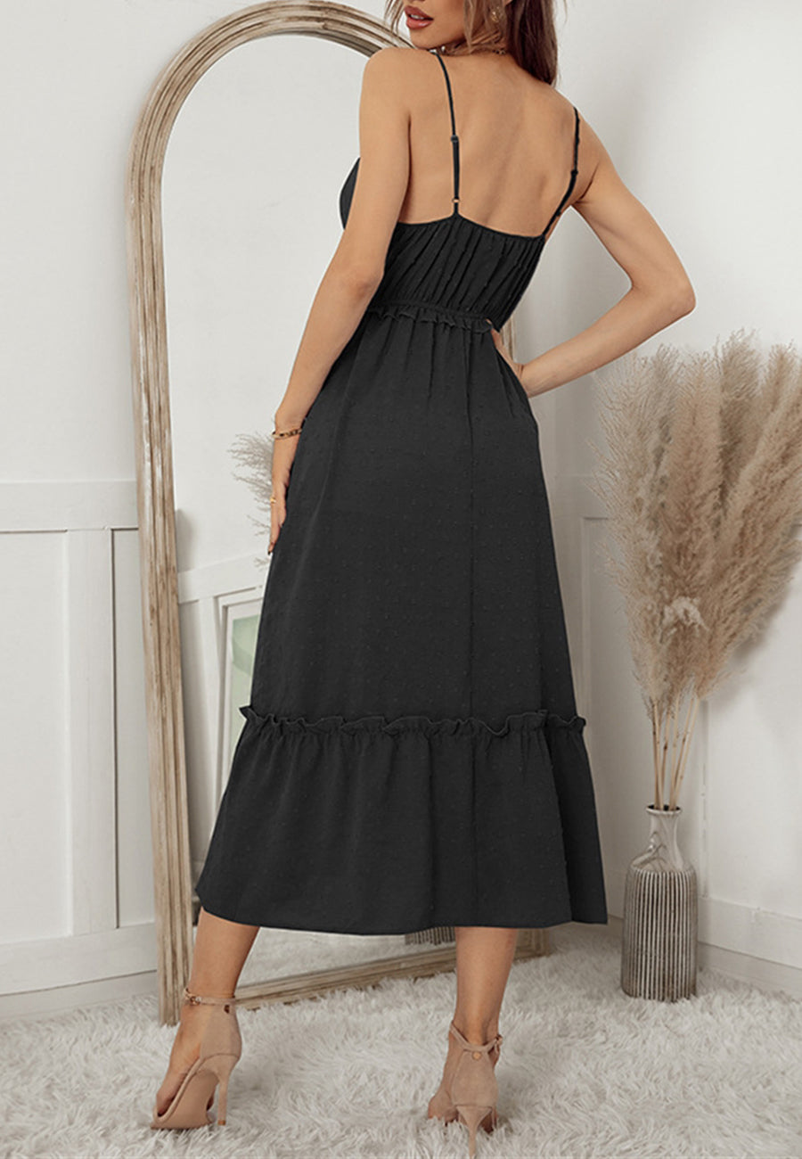 Vestido midi cruzado con escote pronunciado