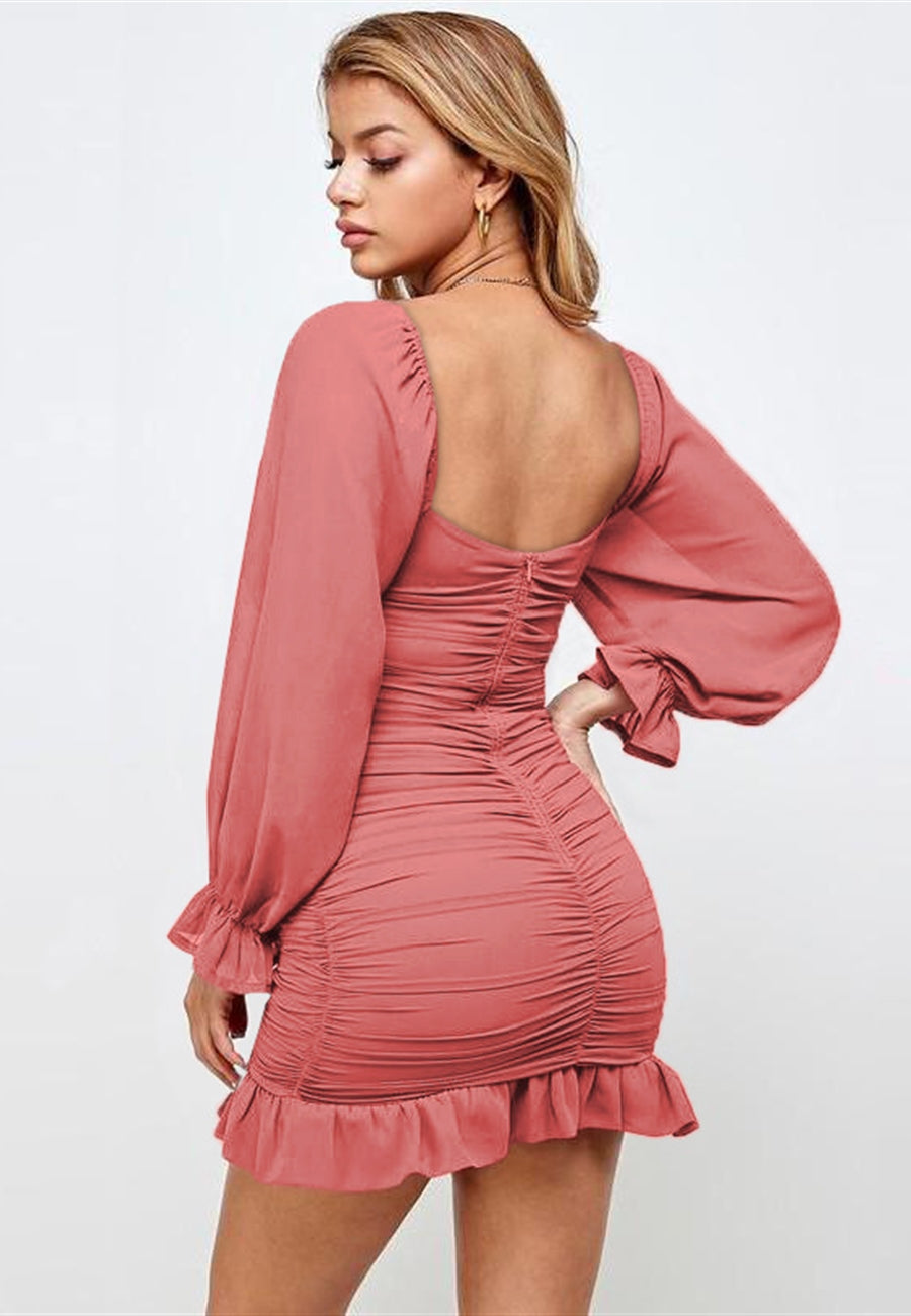 Off-Shoulder Ruched Bodycon Dress