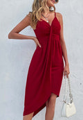 Plunge Neck Draped Dress