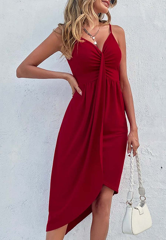 Vestido drapeado con escote pronunciado