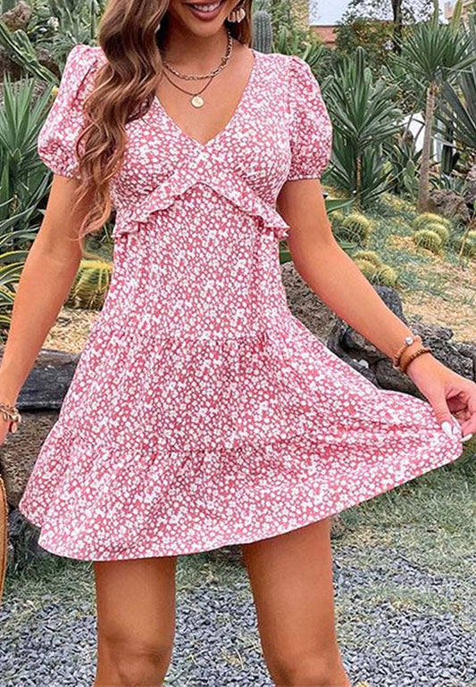 Vestido con volantes y mangas abullonadas