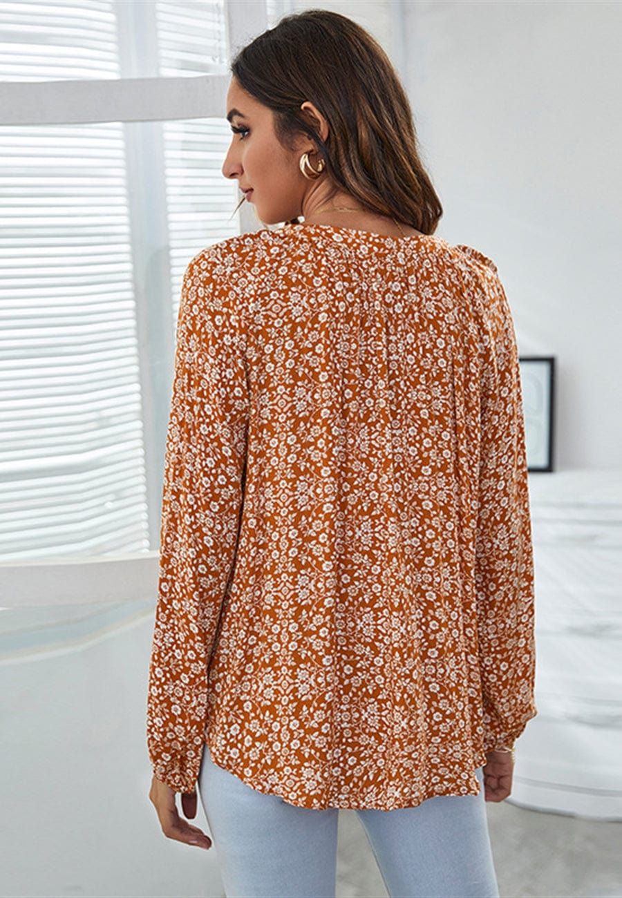 Classic V Neck Floral Blouse