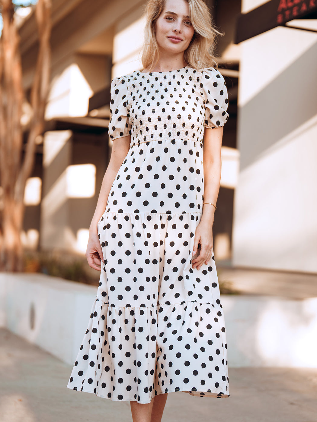 Tie Back Polka Dot Long Dress