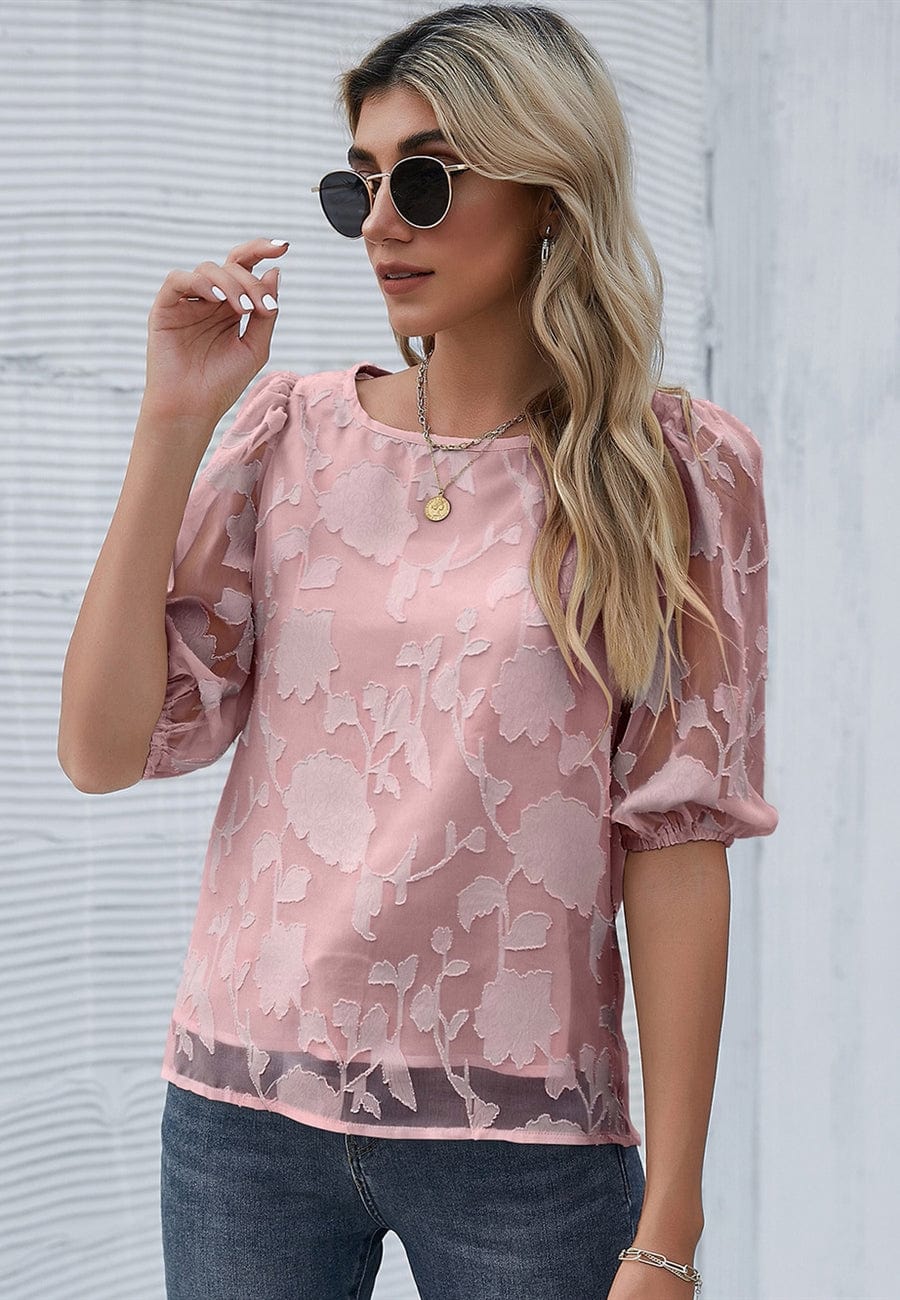 Blusa con mangas abullonadas y estampado floral