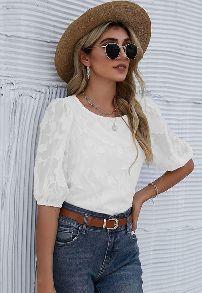 Blusa con mangas abullonadas y estampado floral