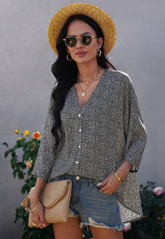 Blusa holgada con estampado animal