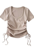 Scoop Neck Ruched Side Tee
