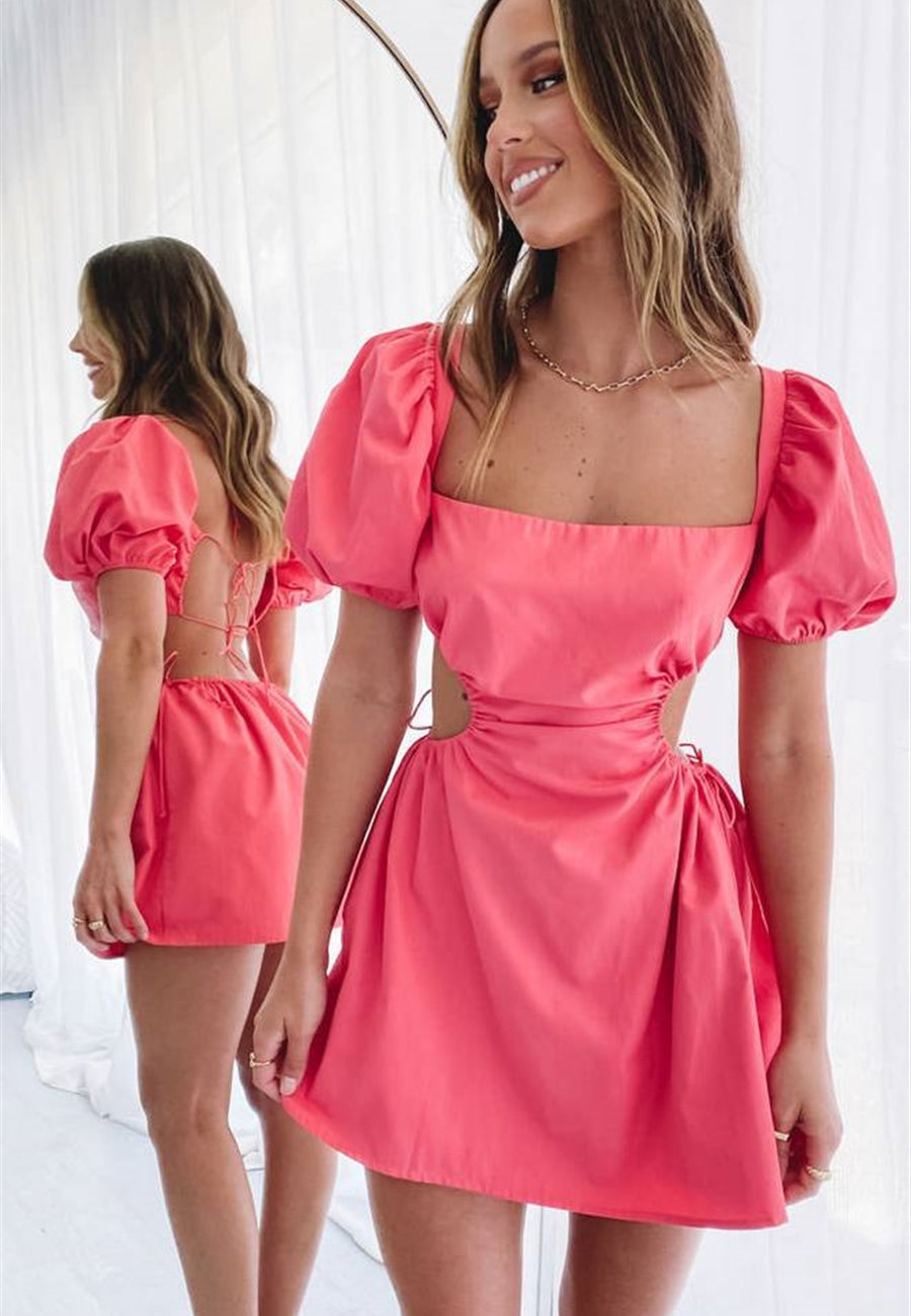 Side Cutout Tie Back Dress