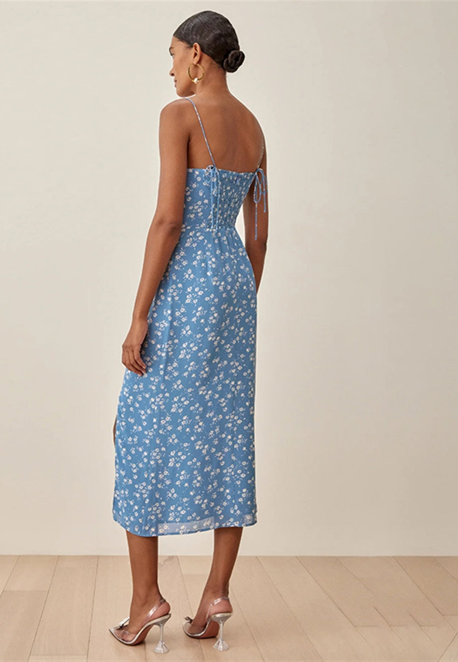 Tie Back Strap Floral Dress